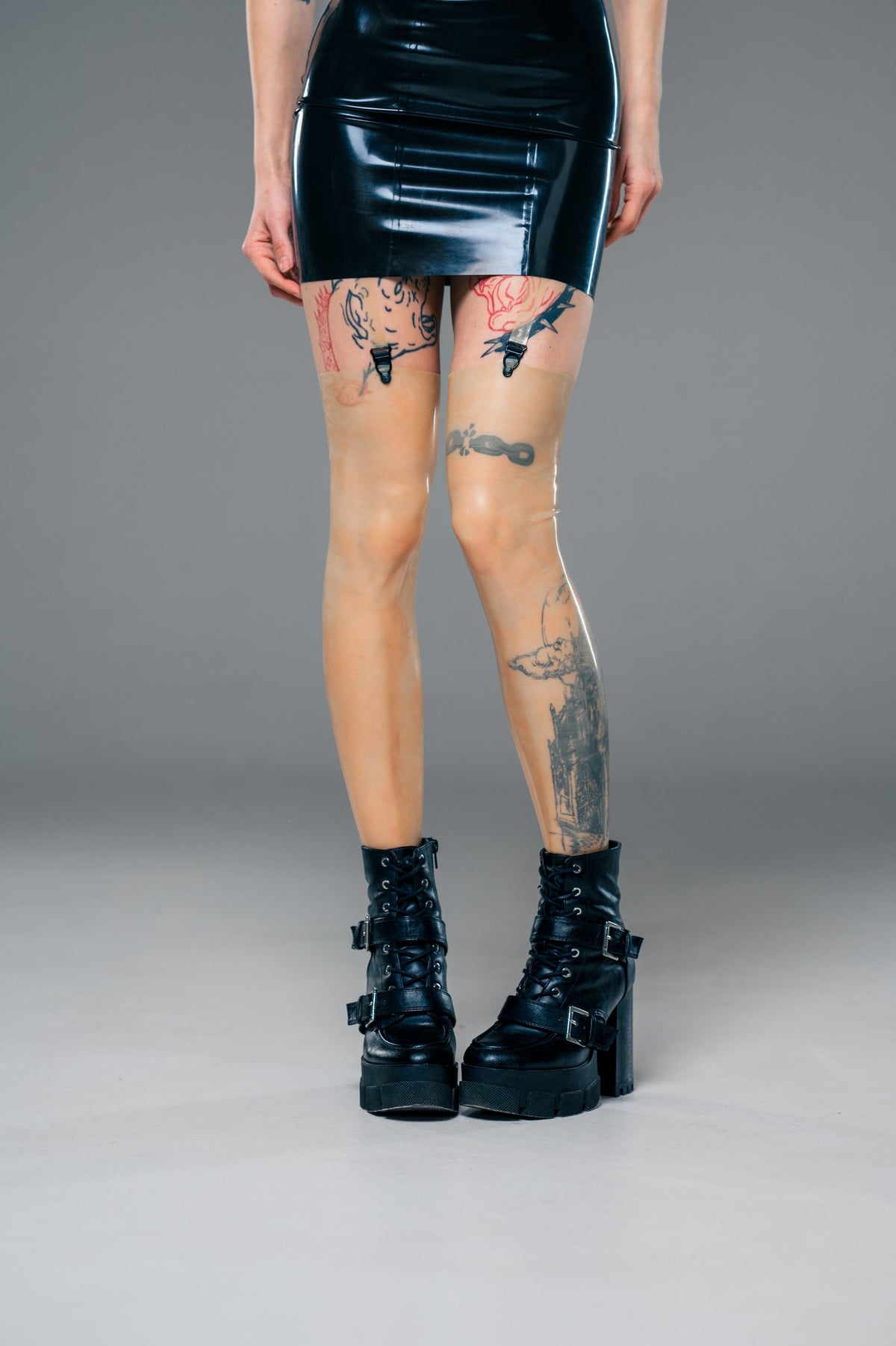 Translucent Latex Thigh High Stockings
