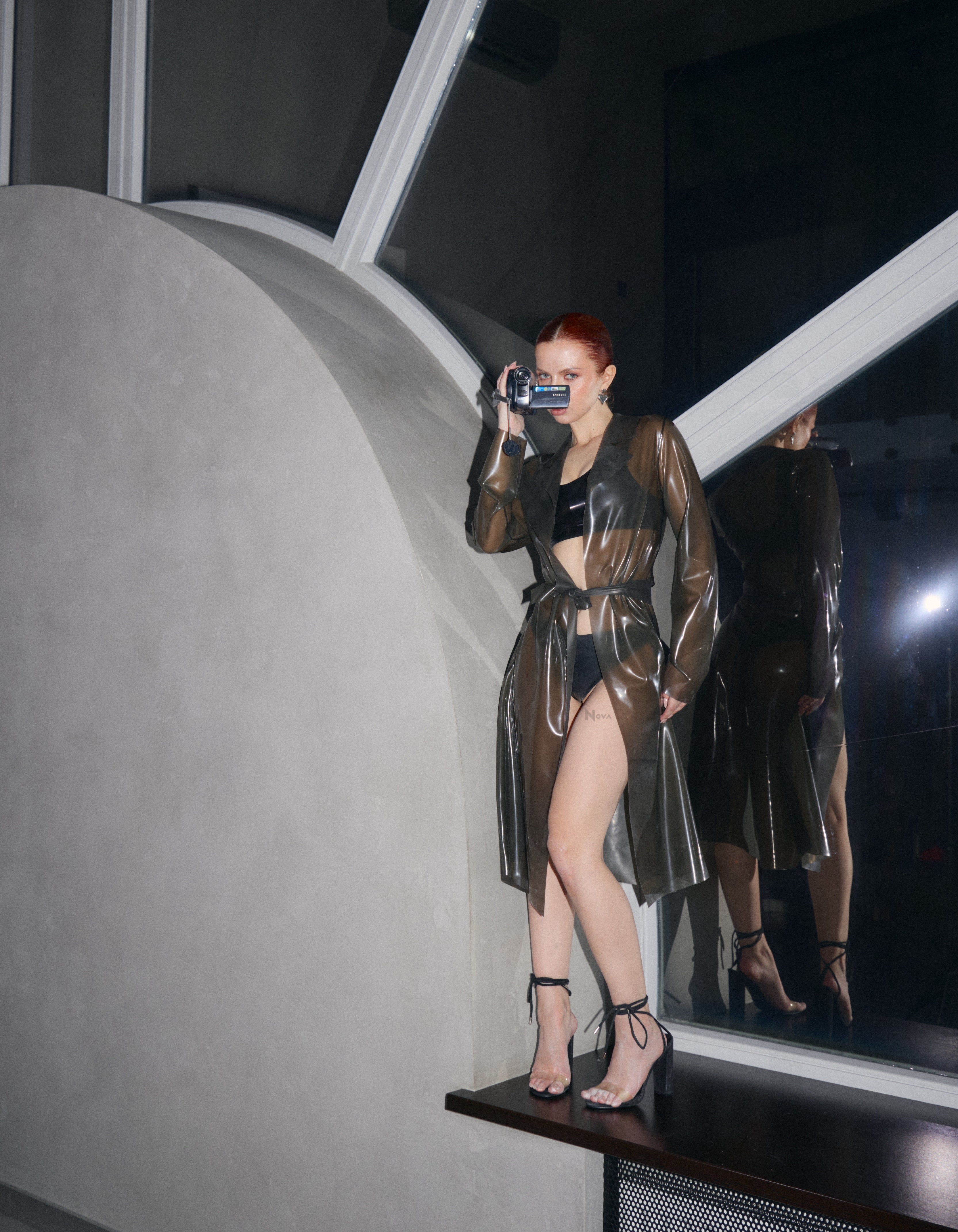 Transparent Latex Trench Coat – Transparent Fetish Raincoat for Women