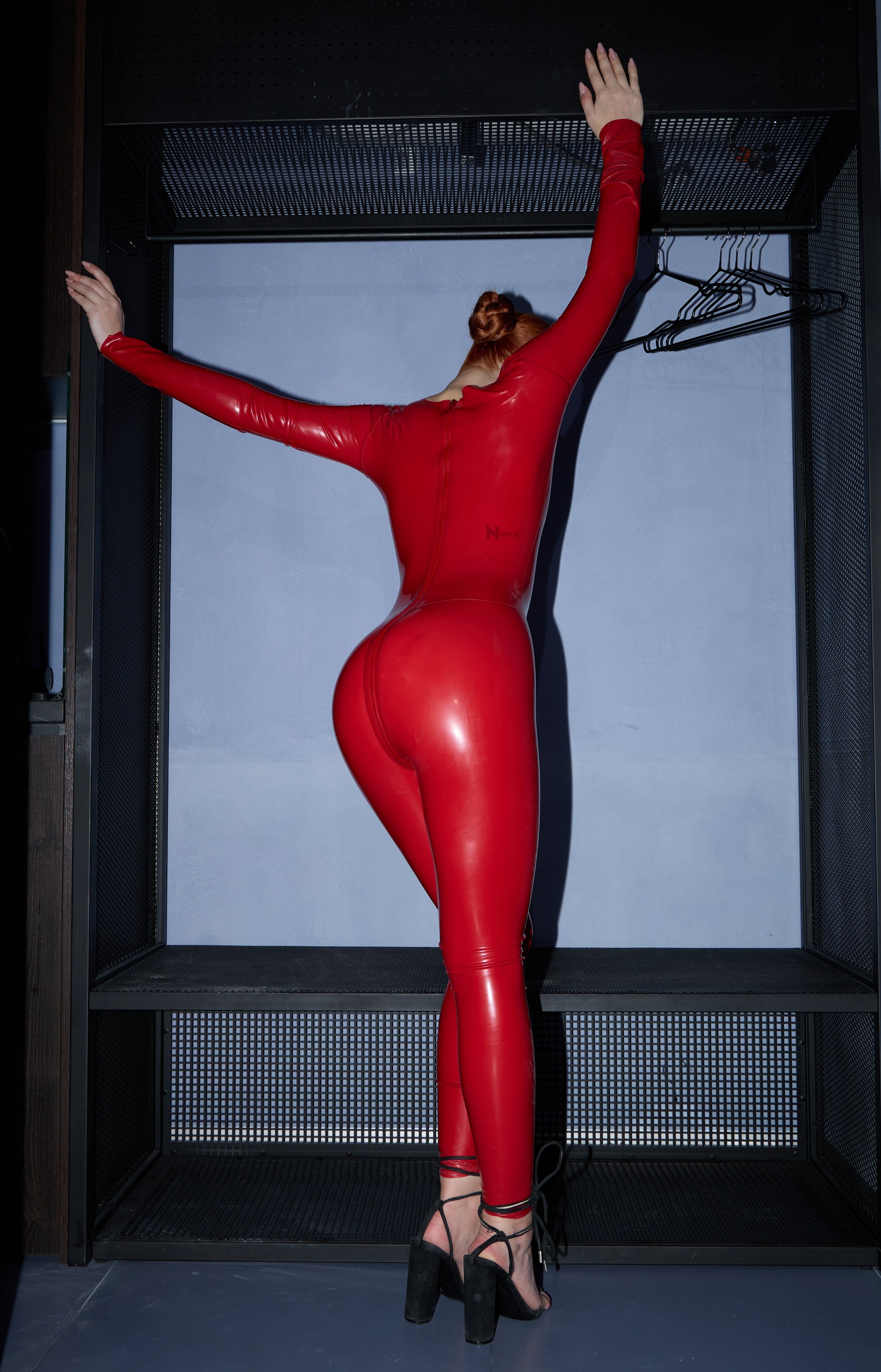 Red Latex Catsuit – Full Body Fetish Rubber Bodysuit for Women