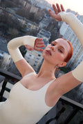 White Latex Gloves – Long Shiny Rubber Gloves – Fetish Accessory for Women