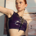 Latex Crop Top with Cut-Out & Tie Front – Adjustable Fetish Top