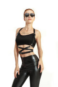 Sexy Chest Harness, Women Bondage Bust Harness, Wrap Chest Harness, Leather Cage Bra, Plus Size Leather Top, Gothic Harness
