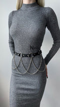 Leather Harness Belt, Chain Garter Belt, Sexy Waist Harness, Rave Outfit Belt, Fashion Harness Belt, Burlesque Belt, Plus Size Erotic Belt