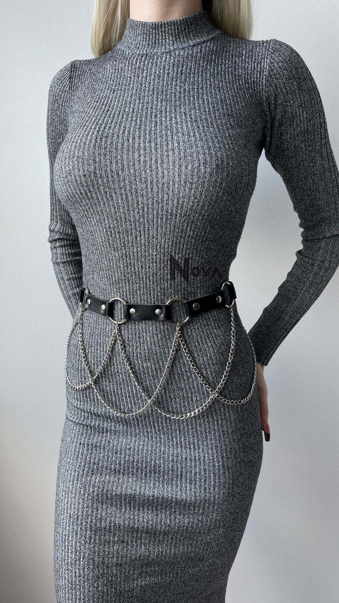 Leather Harness Belt, Chain Garter Belt, Sexy Waist Harness, Rave Outfit Belt, Fashion Harness Belt, Burlesque Belt, Plus Size Erotic Belt