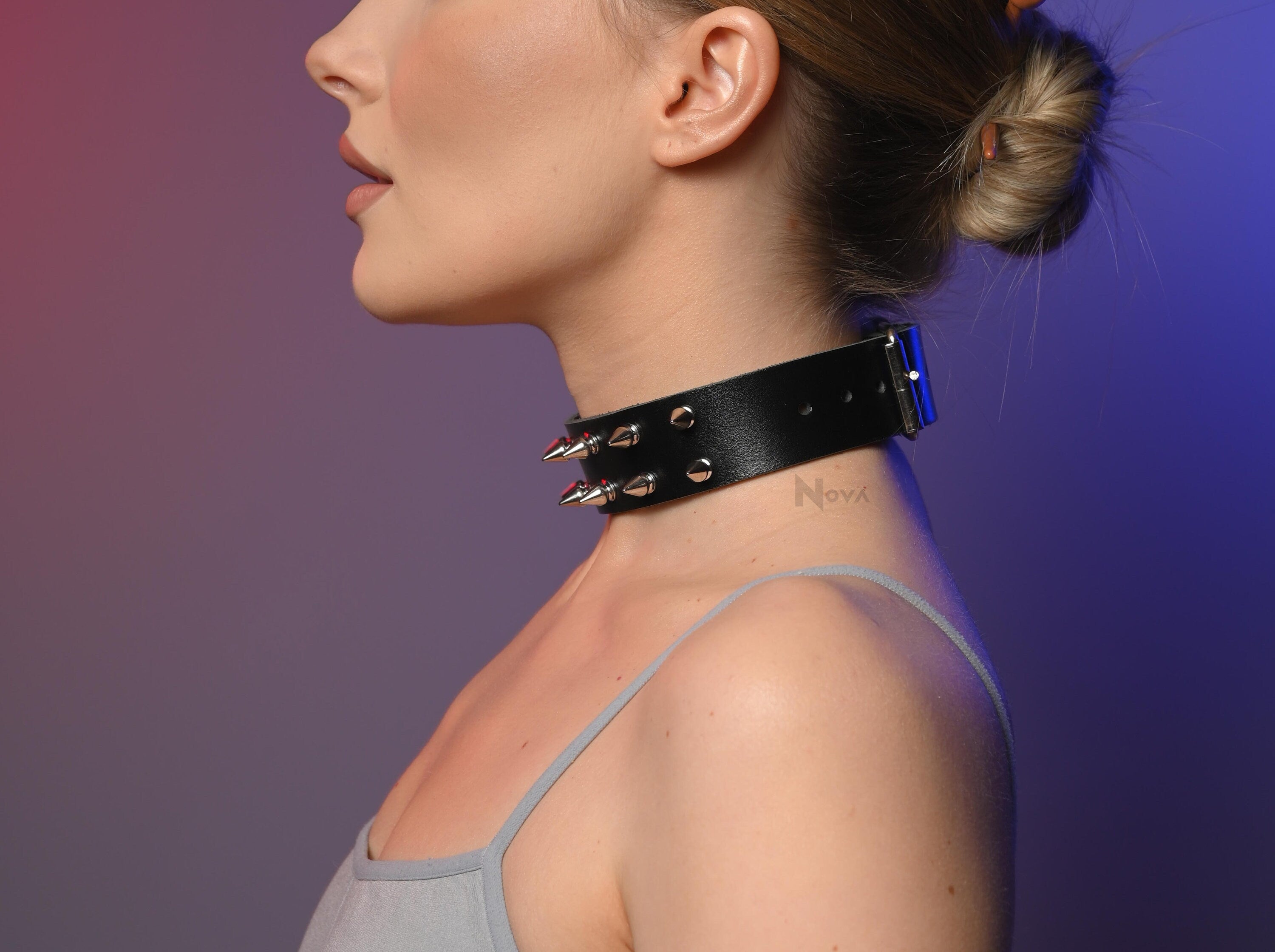 Spiked Choker, Spiked Collar, Spiked Necklace, Pastel Goth, Pastel Goth Choker, Festival Clothing, Choker Collar, Collar Choker