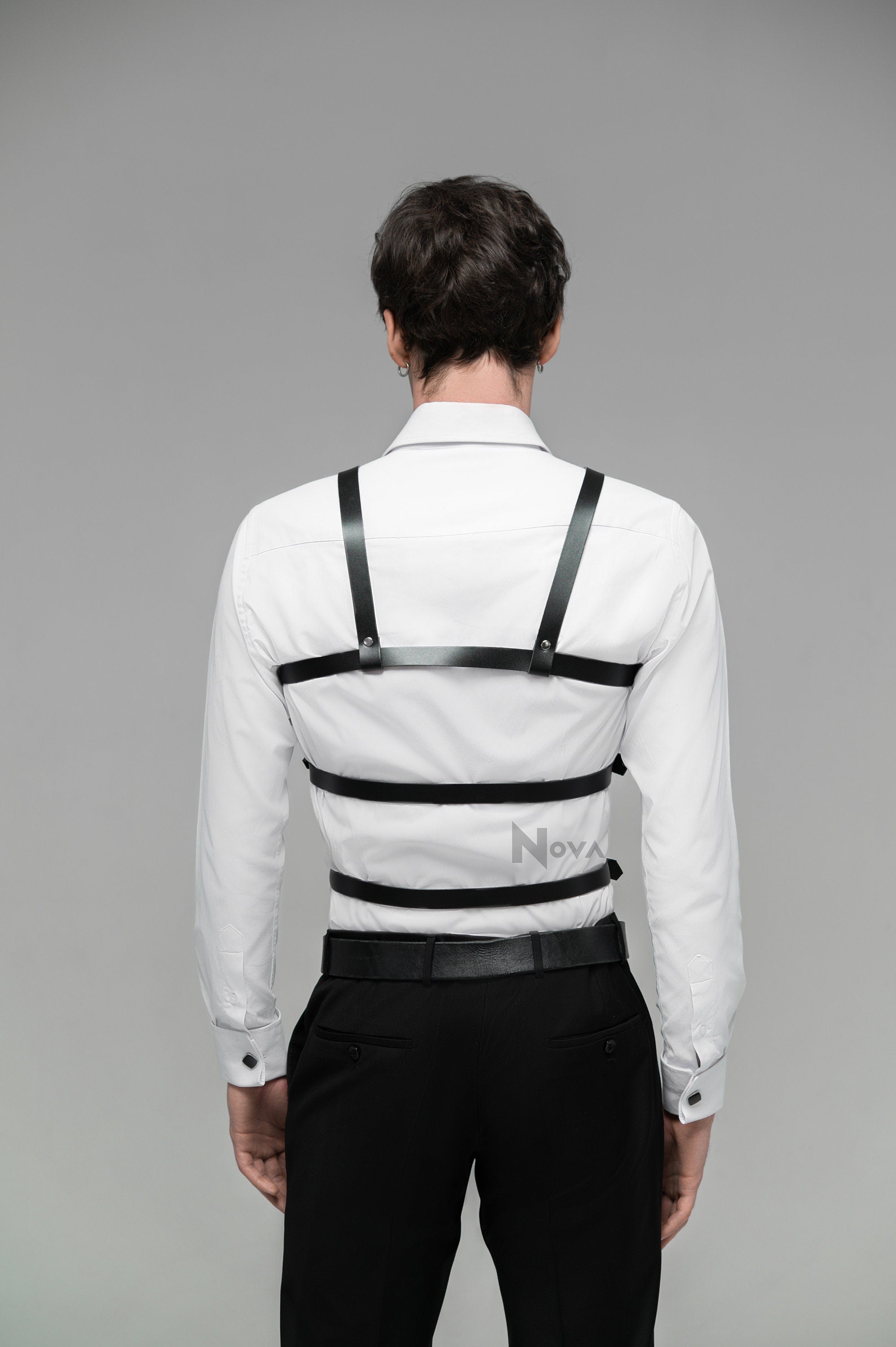 Leather Body Harness Men, Chest Harness, Bdsm Harness, Cage Top Harness, Vegan Bondage Harness with Adjustable Straps, Gay Harness Dominant