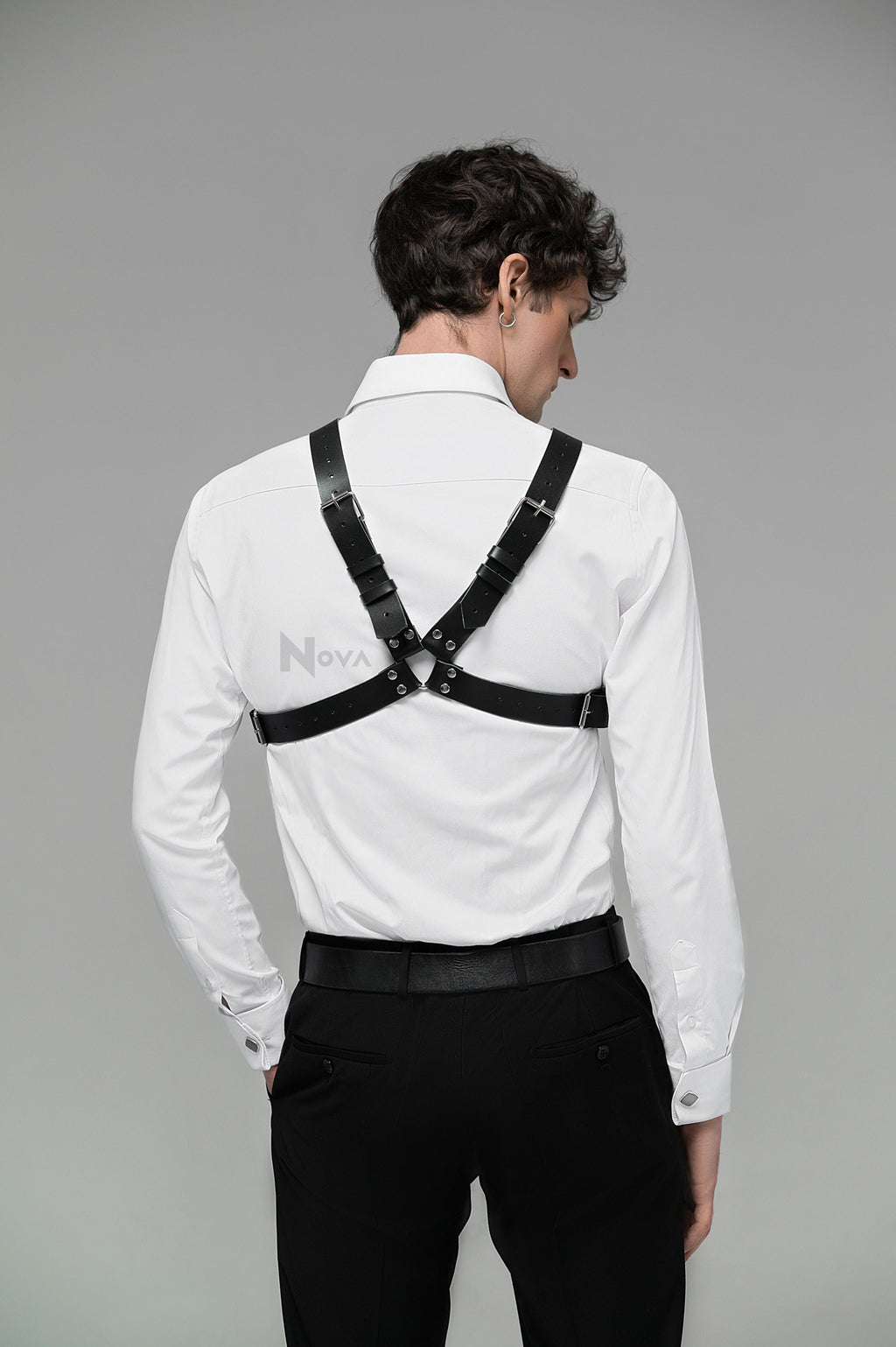 Gift for Boyfriend Leather Cross Chest Harness Top Shoulder Belt Fashion Body Bondage Accessory for Him Man Husband Gay Valentines Day