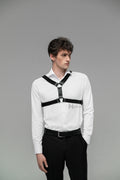 Gift for Boyfriend Leather Cross Chest Harness Top Shoulder Belt Fashion Body Bondage Accessory for Him Man Husband Gay Valentines Day
