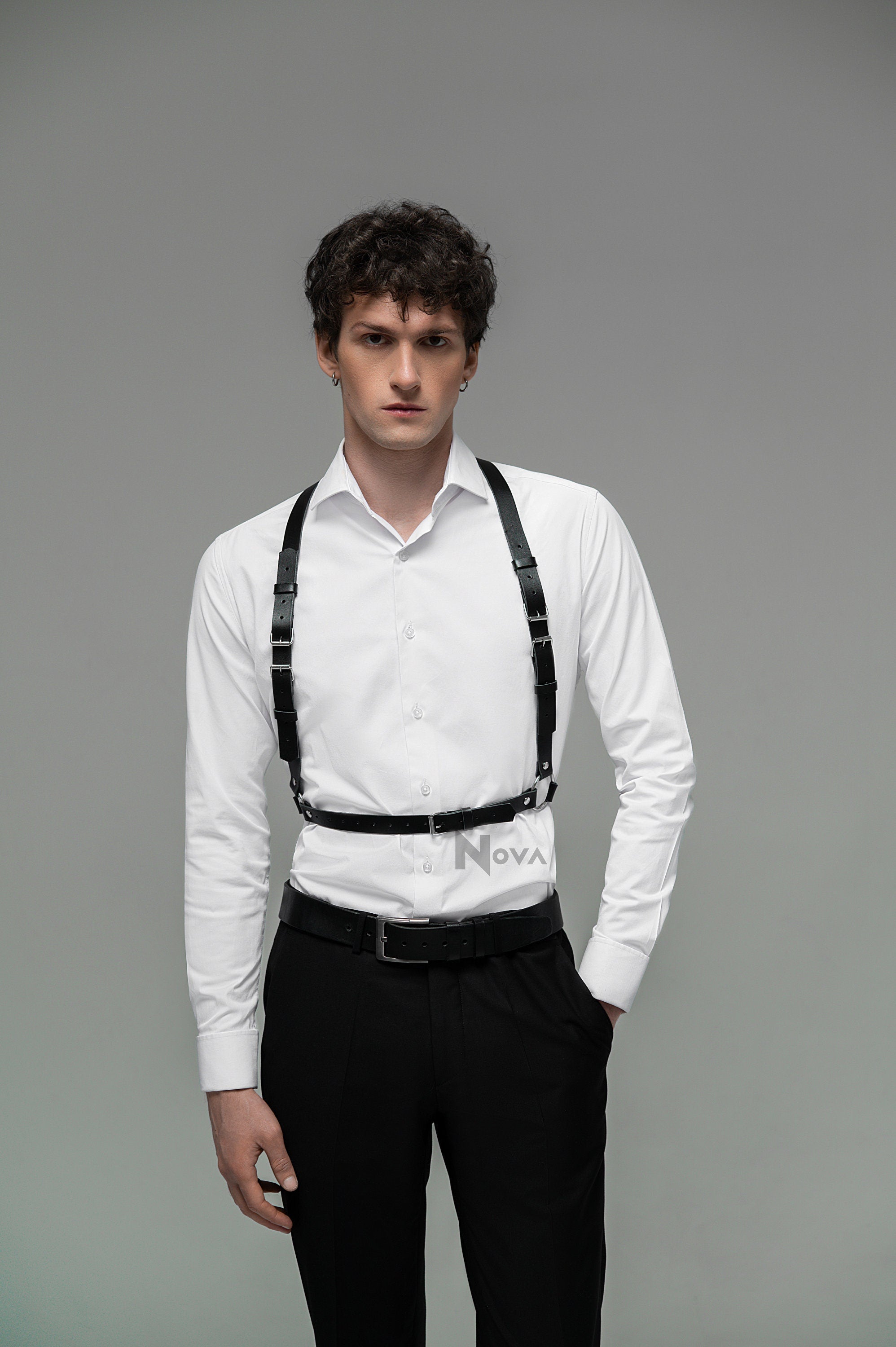 Gift for Boyfriend Laether Chest Harness Top Shoulder Waist Bondage Belt Casual Simple Body Accessory for Man Husband Gay Valentines Day