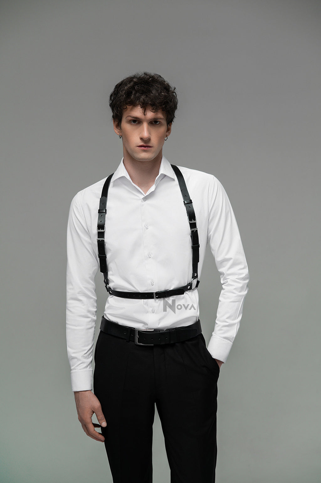 Gift for Boyfriend Laether Chest Harness Top Shoulder Waist Bondage Belt Casual Simple Body Accessory for Man Husband Gay Valentines Day