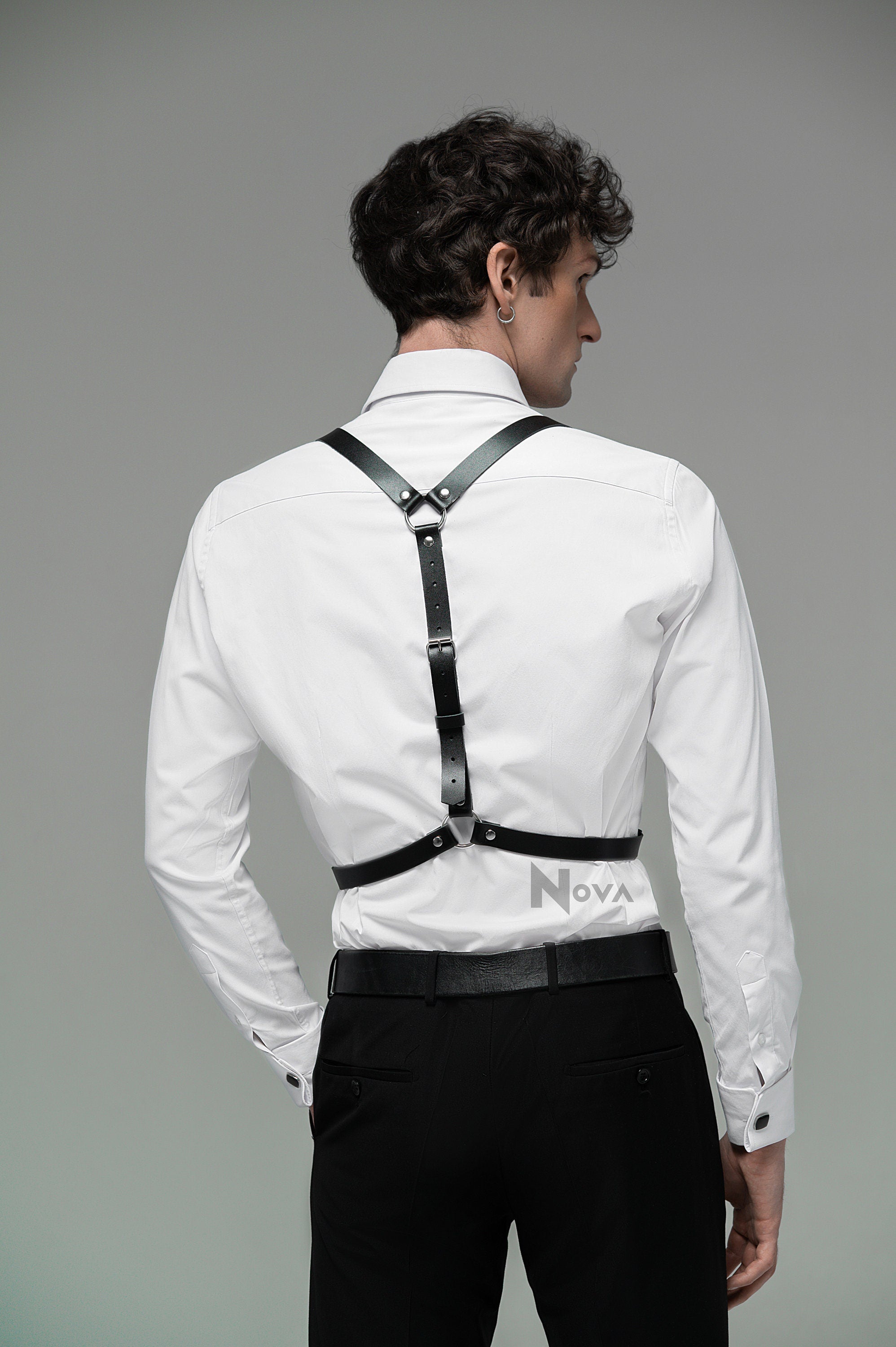 Gift for Boyfriend Leather Chain Harness Shoulder Waist Belt Fashion Casual Body Bondage Accessory for Him Man Gusband Gay Valentines Day