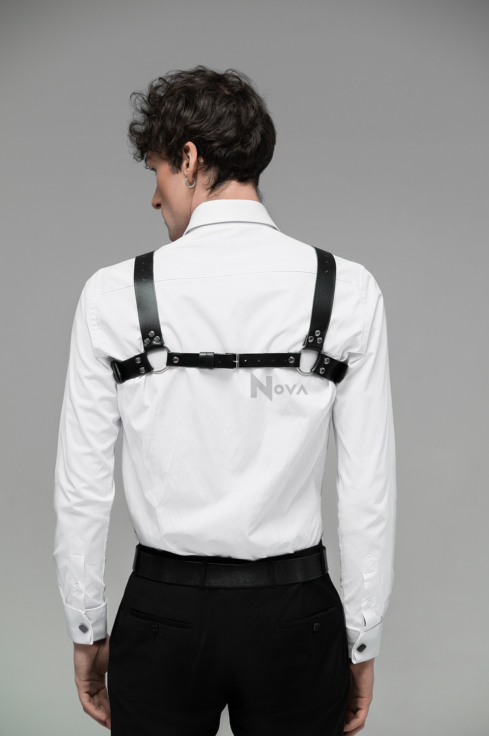 Gift for Boyfriend Leather Chest Harness Shoulder Top Belt Fetish Man Body Gay Bondage Accessory for Husband Valentines Day