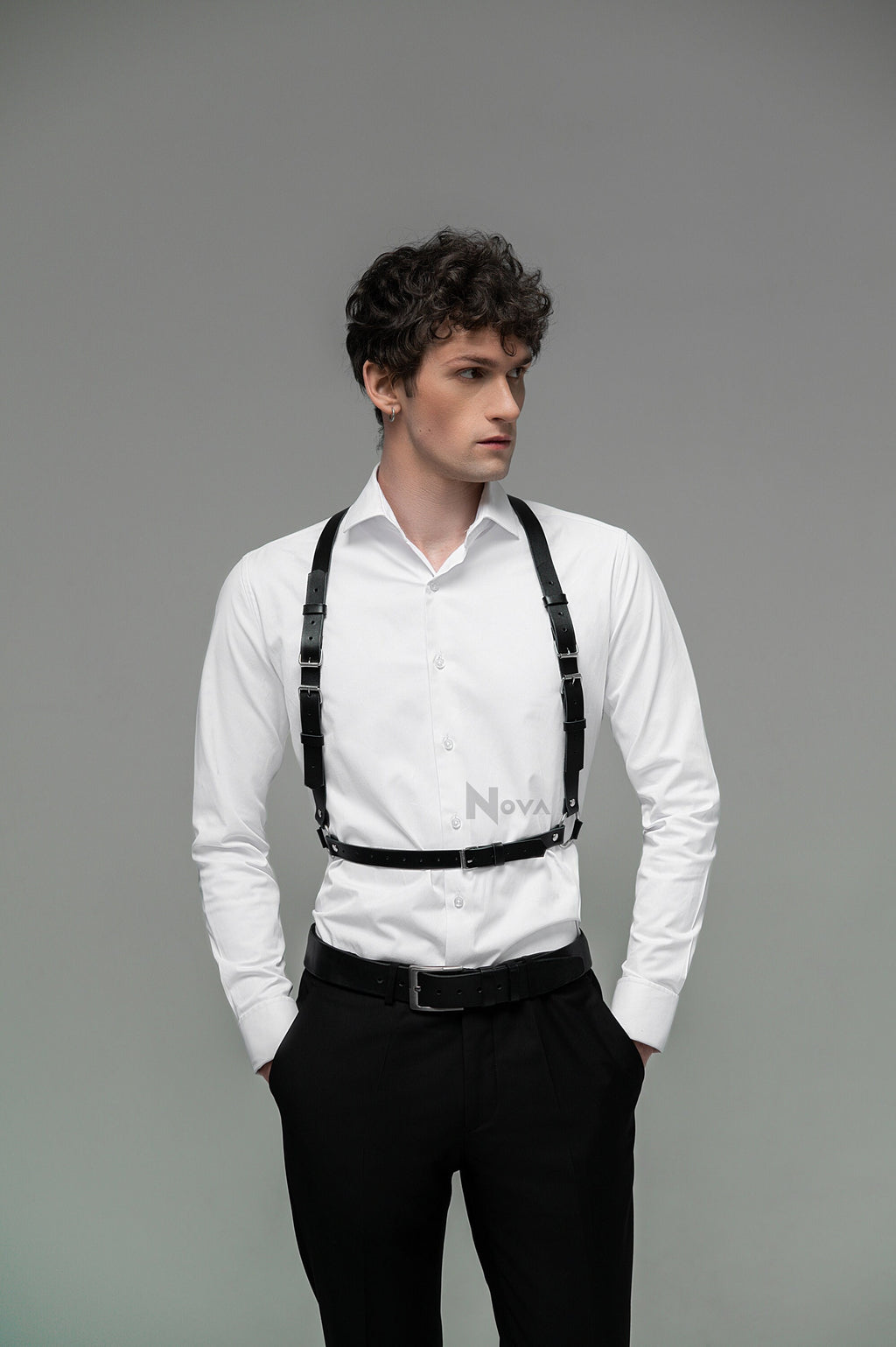Gift for Boyfriend Laether Chest Harness Top Shoulder Waist Bondage Belt Casual Simple Body Accessory for Man Husband Gay Valentines Day
