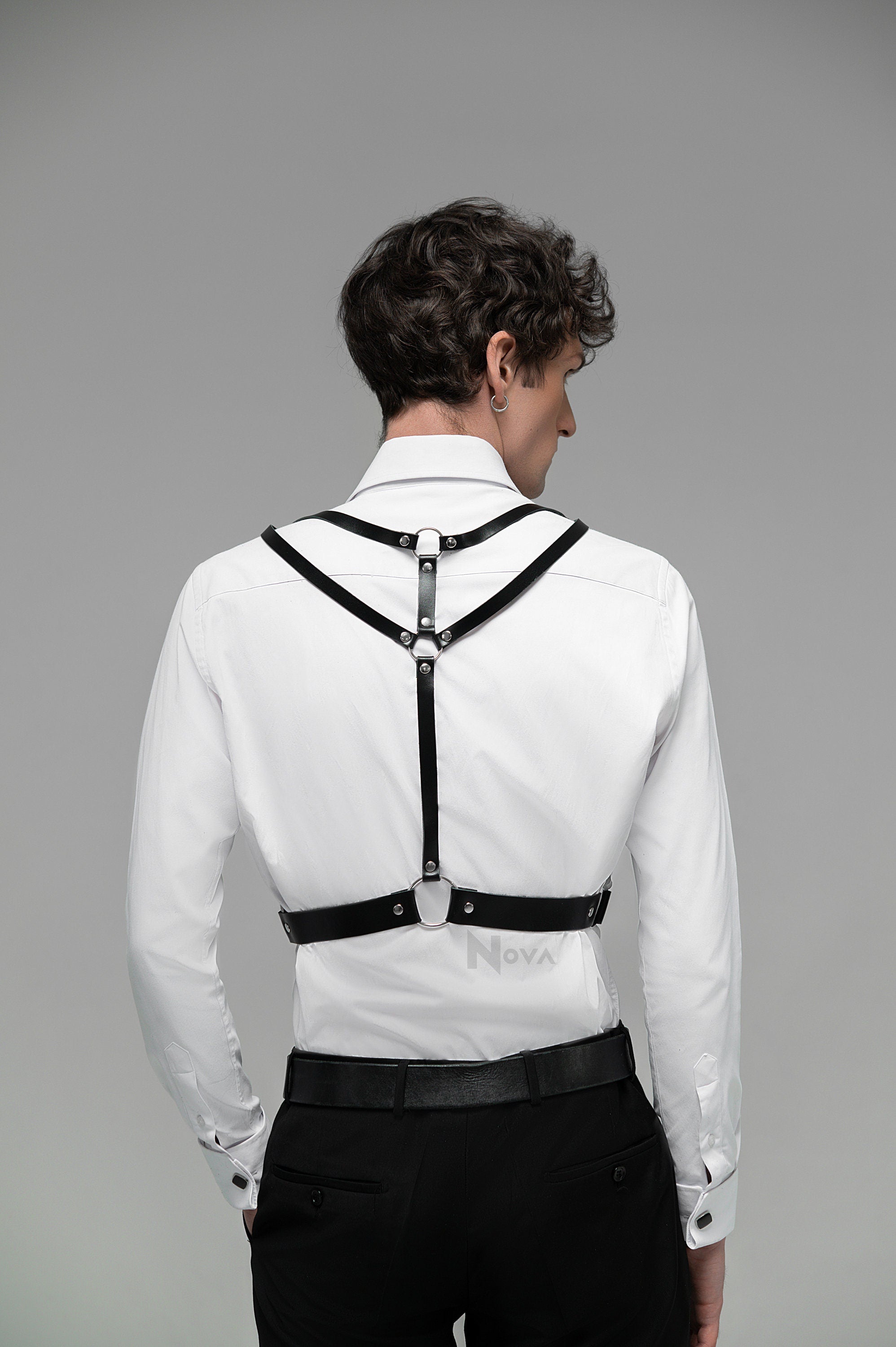 Gift for Boyfriend Leather Harness Shoulder to Waist Harness Chest Back Bondage Top Accessory for Gay Man Husband Friend Valentines Day