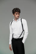 Genuine Leather Mens Suspenders, Black Brown Red Harness Groomsmen, Distressed Leather X-Back Men's Suspenders, Western Suspenders