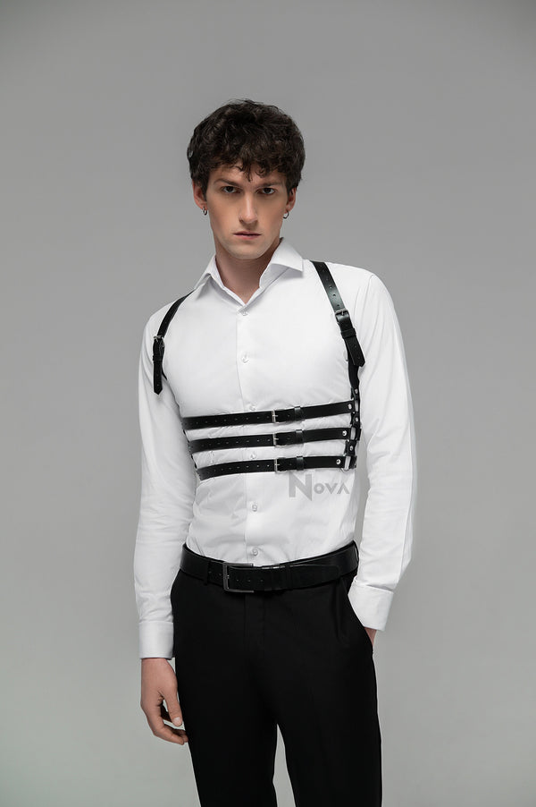 Men's Waist Harness Belt, Natural Leather Top Harness, Casual Harness, Chest Harness, Adjustable Strap Harness, Vegan Harness, Rave Harness