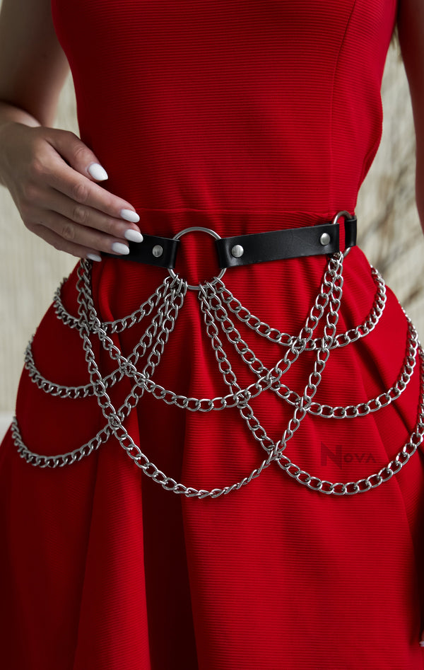 Burning Man Chain Harness Waist Chained Belt Festival Accessories Outfit Female Plu Size Vegan Costume Steampunk Clothing for Women