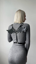 Black Harness Wings, Winged Top Harness, Sexy Women Leather Harness, Waist Harness Belt, Cosplay Harness, Dark Angel Harness, Steampunk