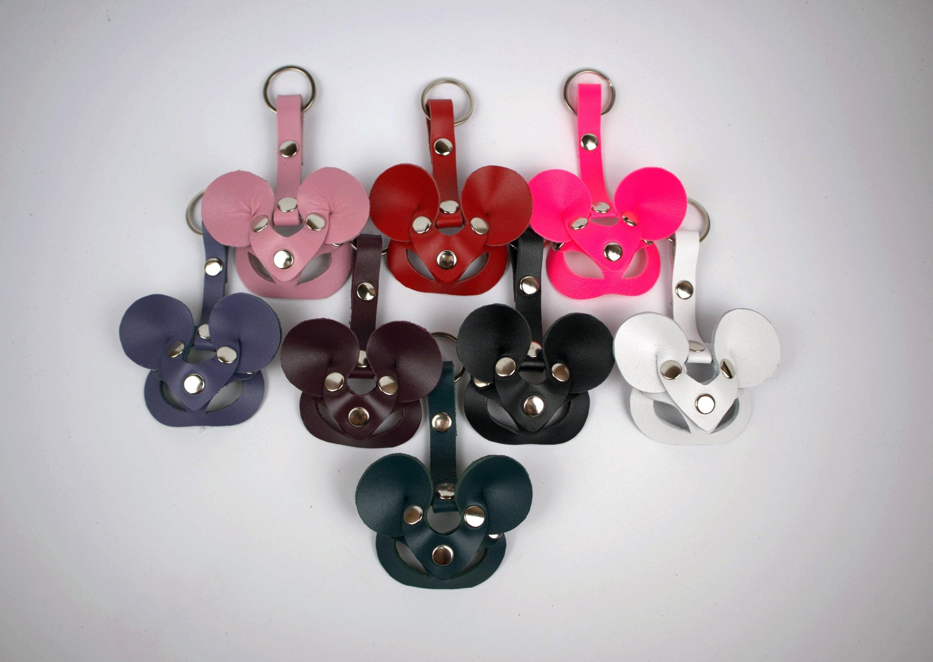 Gift for Girlfriend Leather Keychain Mini Mouse Animal Mask Accessory BDSM Fetish Dominatrix Harness Trinket for Boyfriend