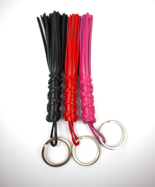 Leather Flogger Keychain Trinket Accessory BDSM Harness for Gift