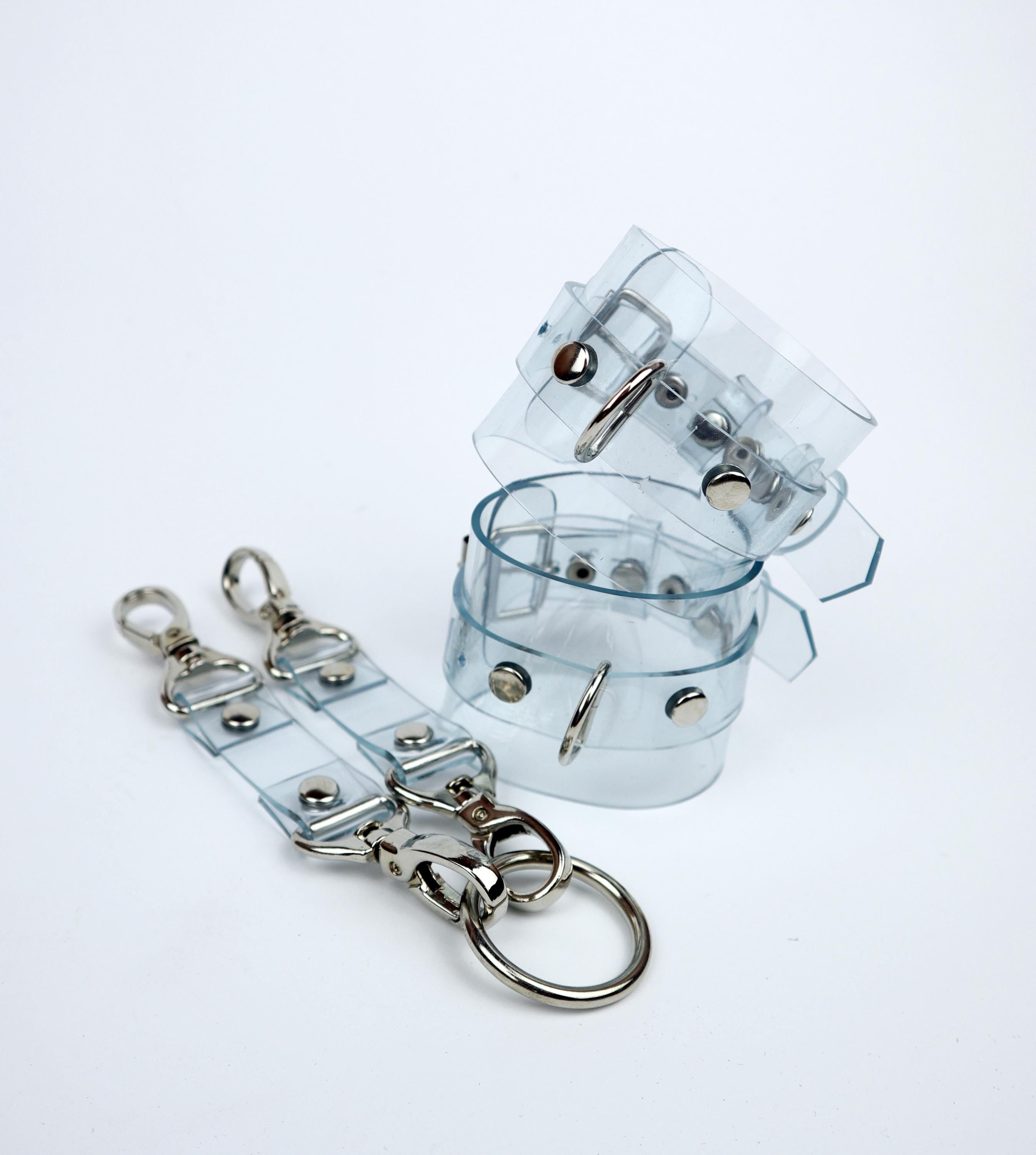 Silicone Cuffs Transparent BDSM Restraints Dominatrix Fetish Handcuffs Clear Wrist Arm Cuff Wide Bracelets Suspenders Submission