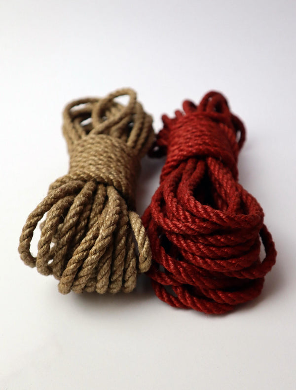 Shibari Rope 1 pc | 6 mm | Jute | Red or Beige | BDSM Dominatrix Fetish Bondage Play Toy