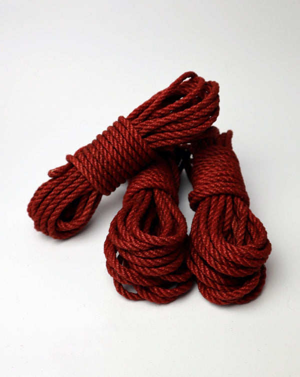 Fetish Valentines Day Gift Shibari Rope 1 pc | 6 mm | Jute | Red Beige | BDSM Dominatrix Bondage Play Art Toy for Her Him