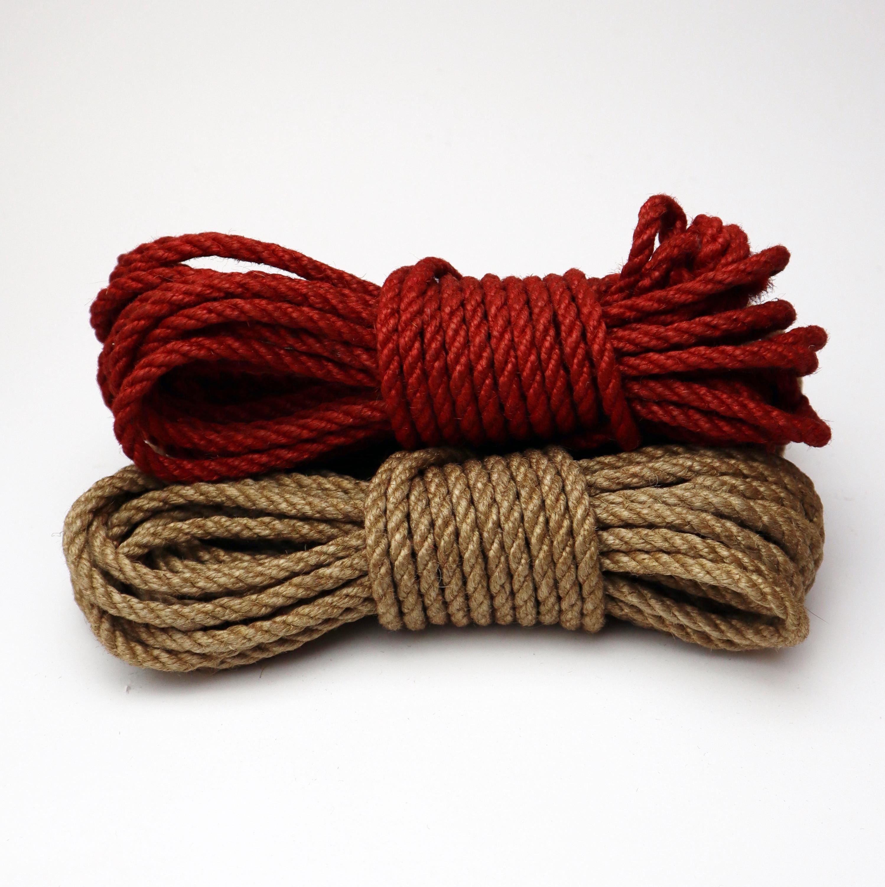 Gift for Girlfriend Shibari Rope 1 pc | 6 mm | Jute | Red Beige | BDSM Dominatrix Fetish Bondage Adult Play Toy Accessory