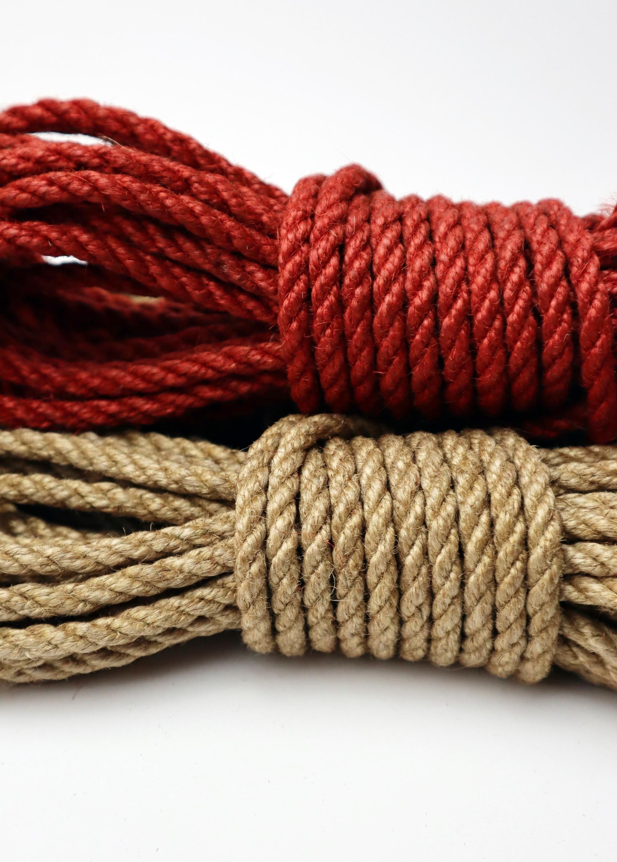 Gift for Girlfriend Shibari Rope 1 pc | 6 mm | Jute | Red Beige | BDSM Dominatrix Fetish Bondage Adult Play Toy Accessory