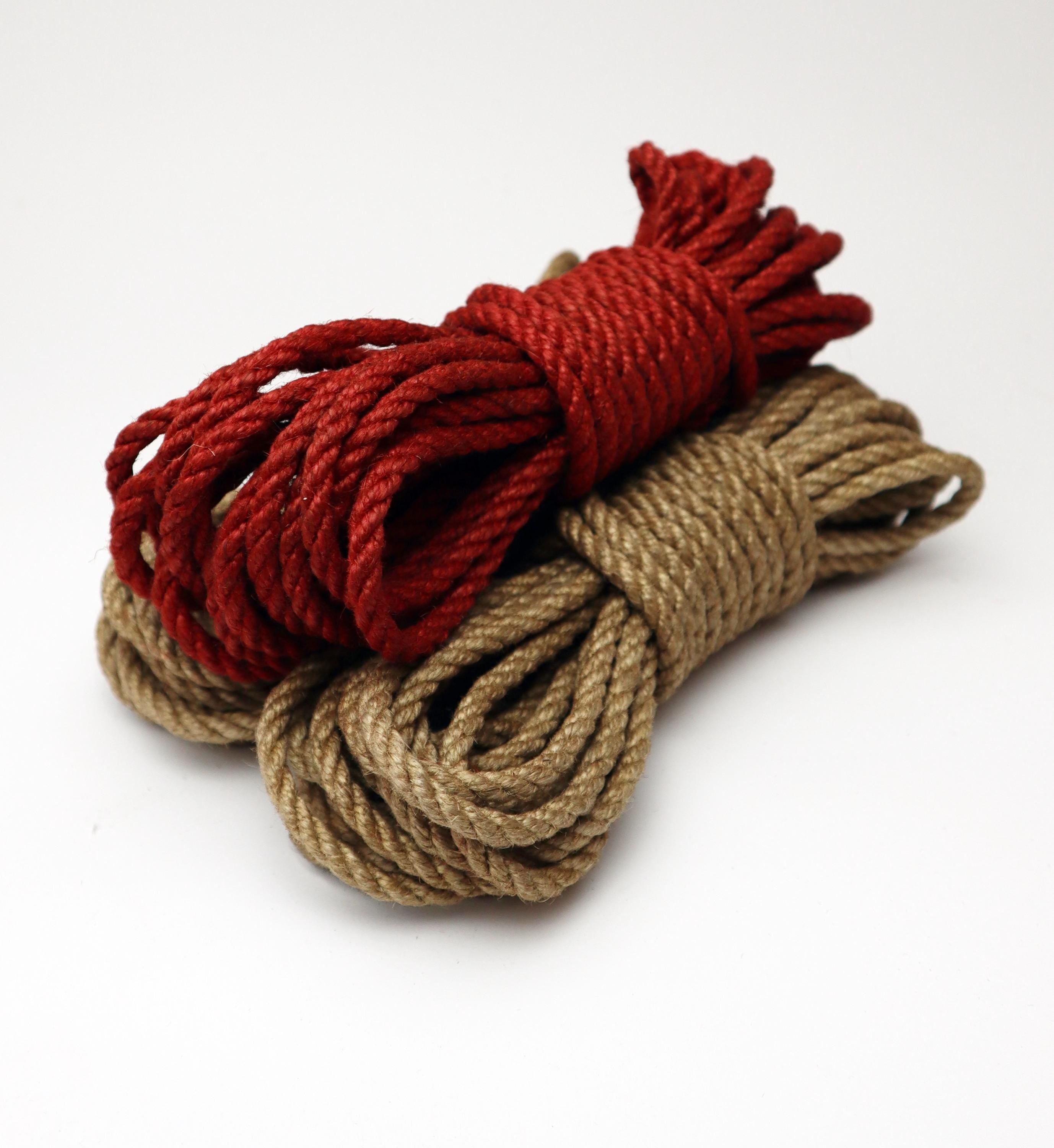 Gift for Girlfriend Shibari Rope 1 pc | 6 mm | Jute | Red Beige | BDSM Dominatrix Fetish Bondage Adult Play Toy Accessory