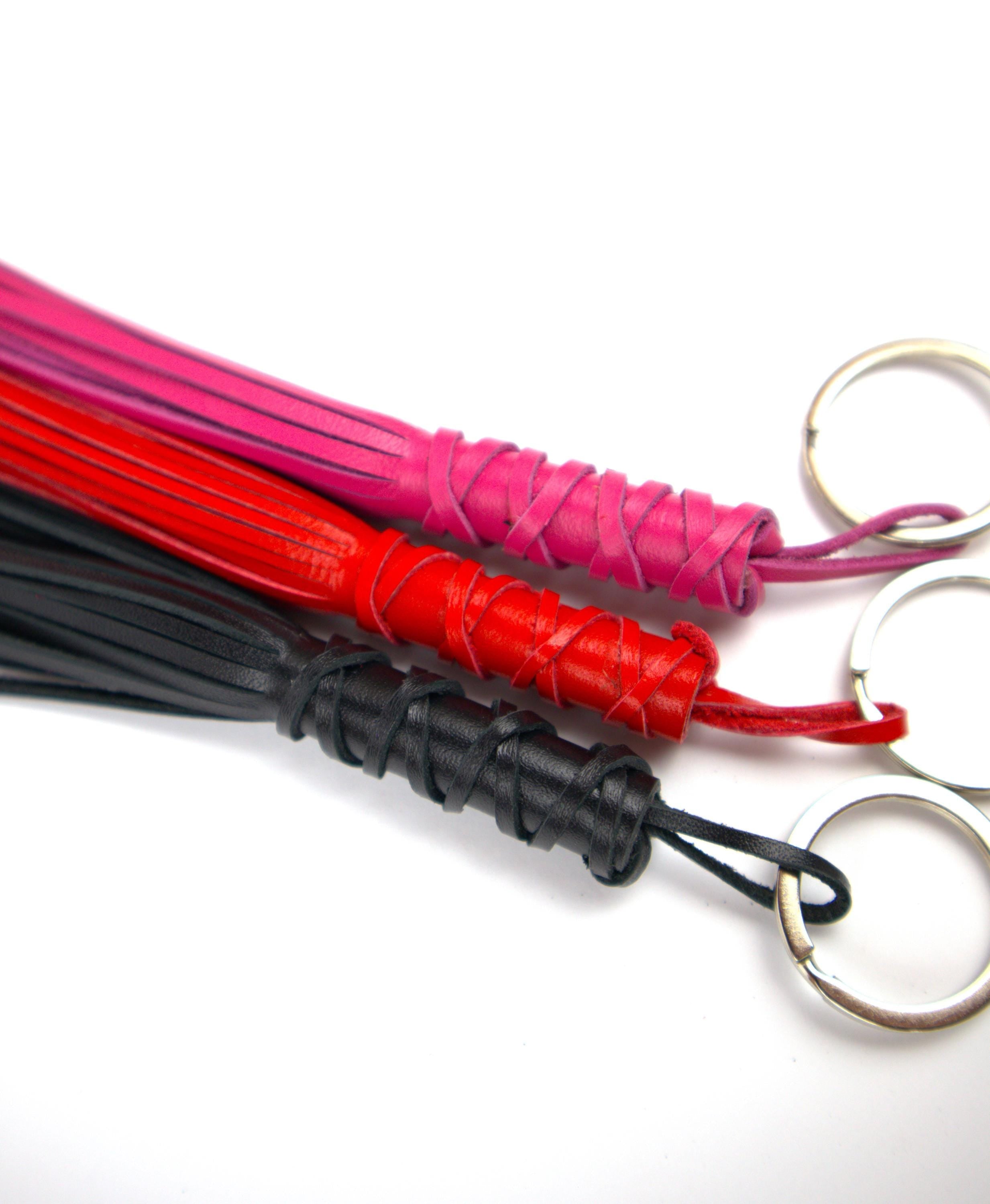Leather Flogger Keychain Trinket Accessory BDSM Harness for Gift