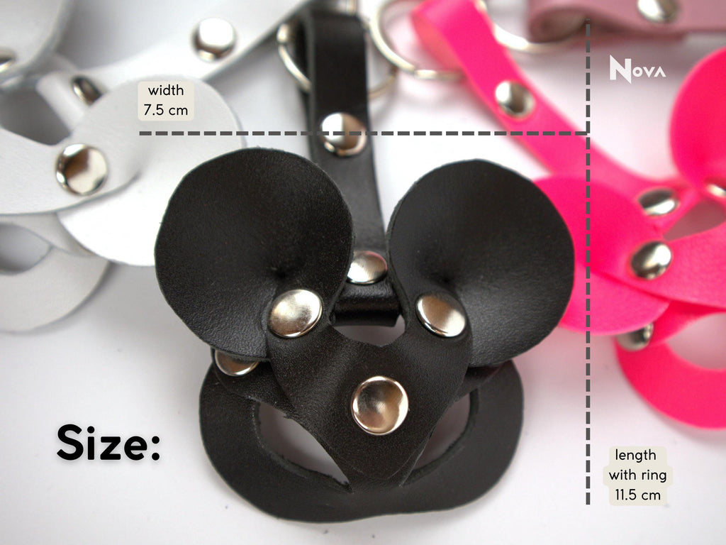 Gift for Girlfriend Leather Keychain Mini Mouse Animal Mask Accessory BDSM Fetish Dominatrix Harness Trinket for Boyfriend