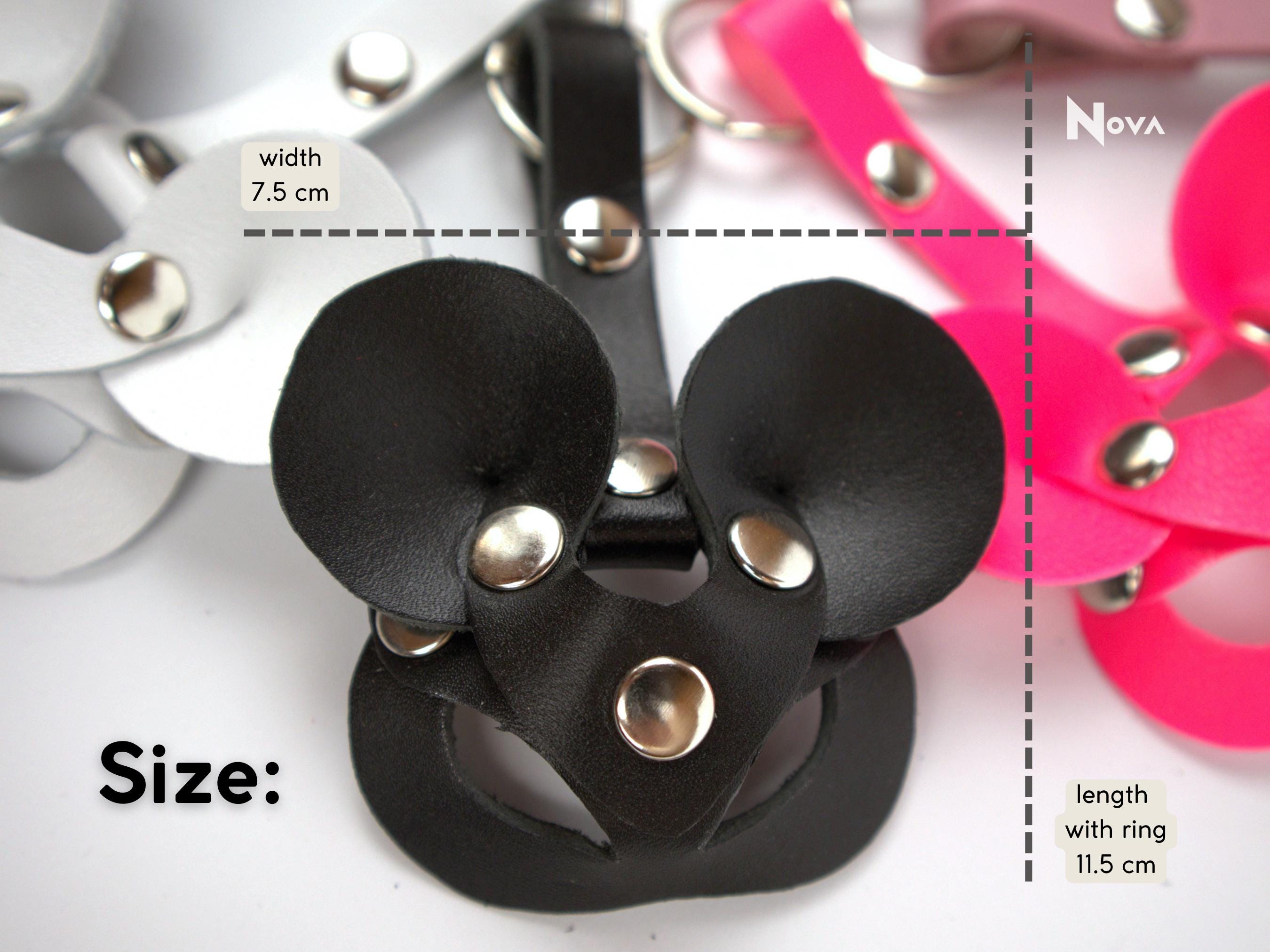 Gift for Girlfriend Leather Keychain Mini Mouse Animal Mask Accessory BDSM Fetish Dominatrix Harness Trinket for Boyfriend