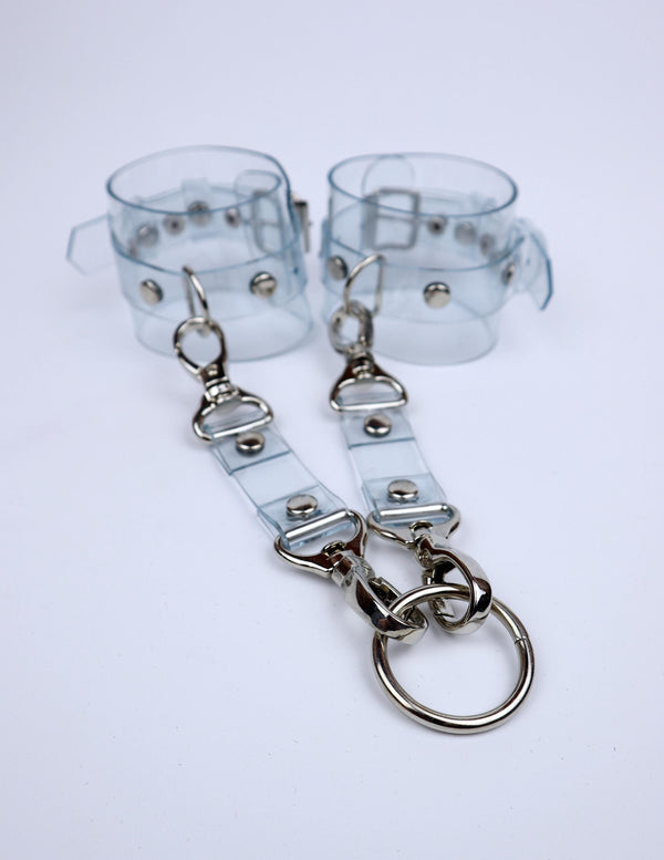 Silicone Cuffs Transparent BDSM Restraints Dominatrix Fetish Handcuffs Clear Wrist Arm Cuff Wide Bracelets Suspenders Submission