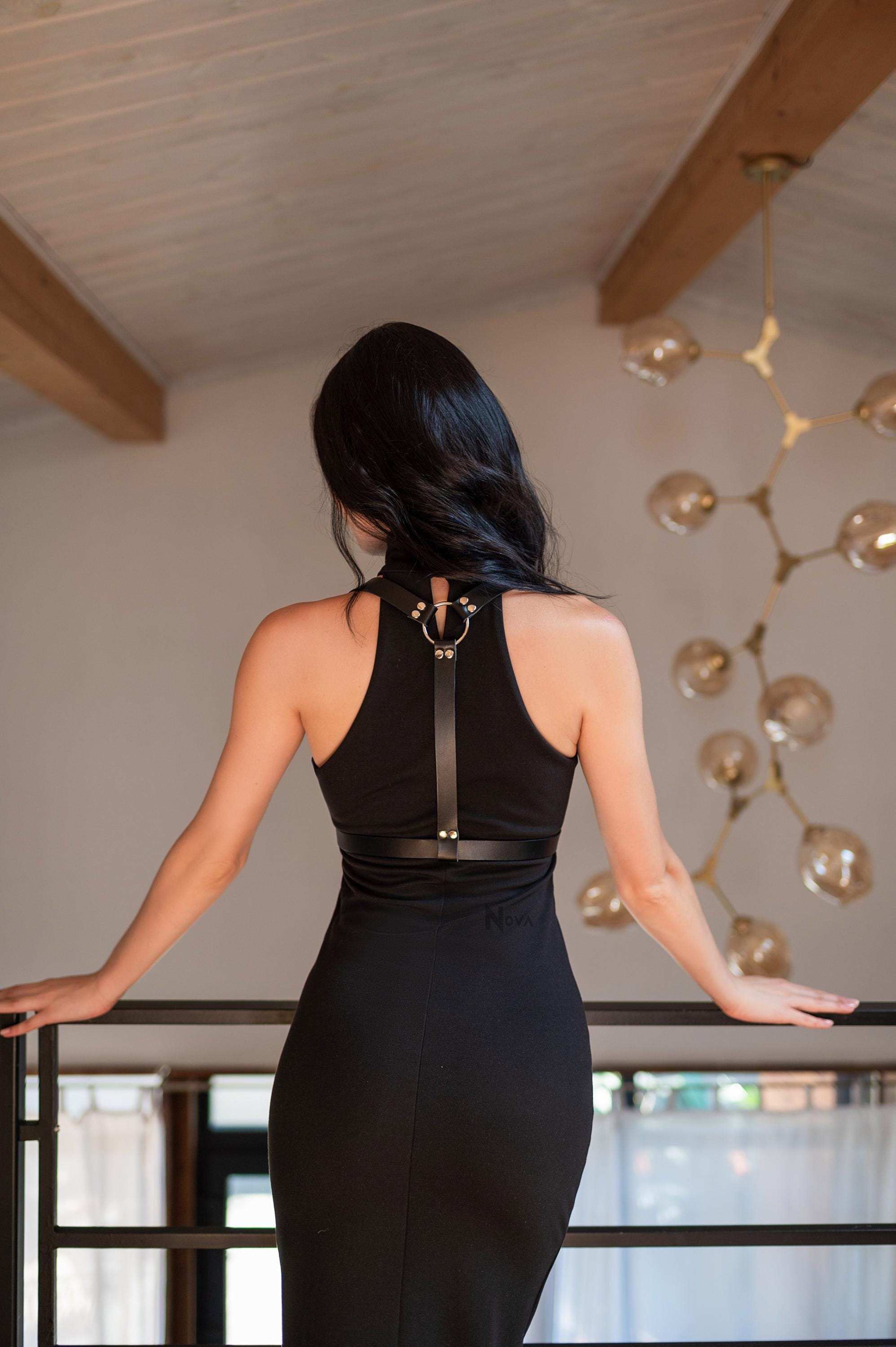 Valentines Day Gift Leather Chest Harness Vegan Fashion Top Body Black Waist Belt Casual Stylish Accessory Outfit for Woman Girlfriend Wife