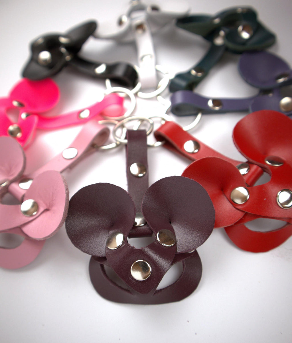 Gift for Girlfriend Leather Keychain Mini Mouse Animal Mask Accessory BDSM Fetish Dominatrix Harness Trinket for Boyfriend