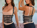 Halloween Leather Harness Chest Waist Corset Underbust Belly Belt Accessories Outfit Clothing Gothic Witch Woman Body Costume
