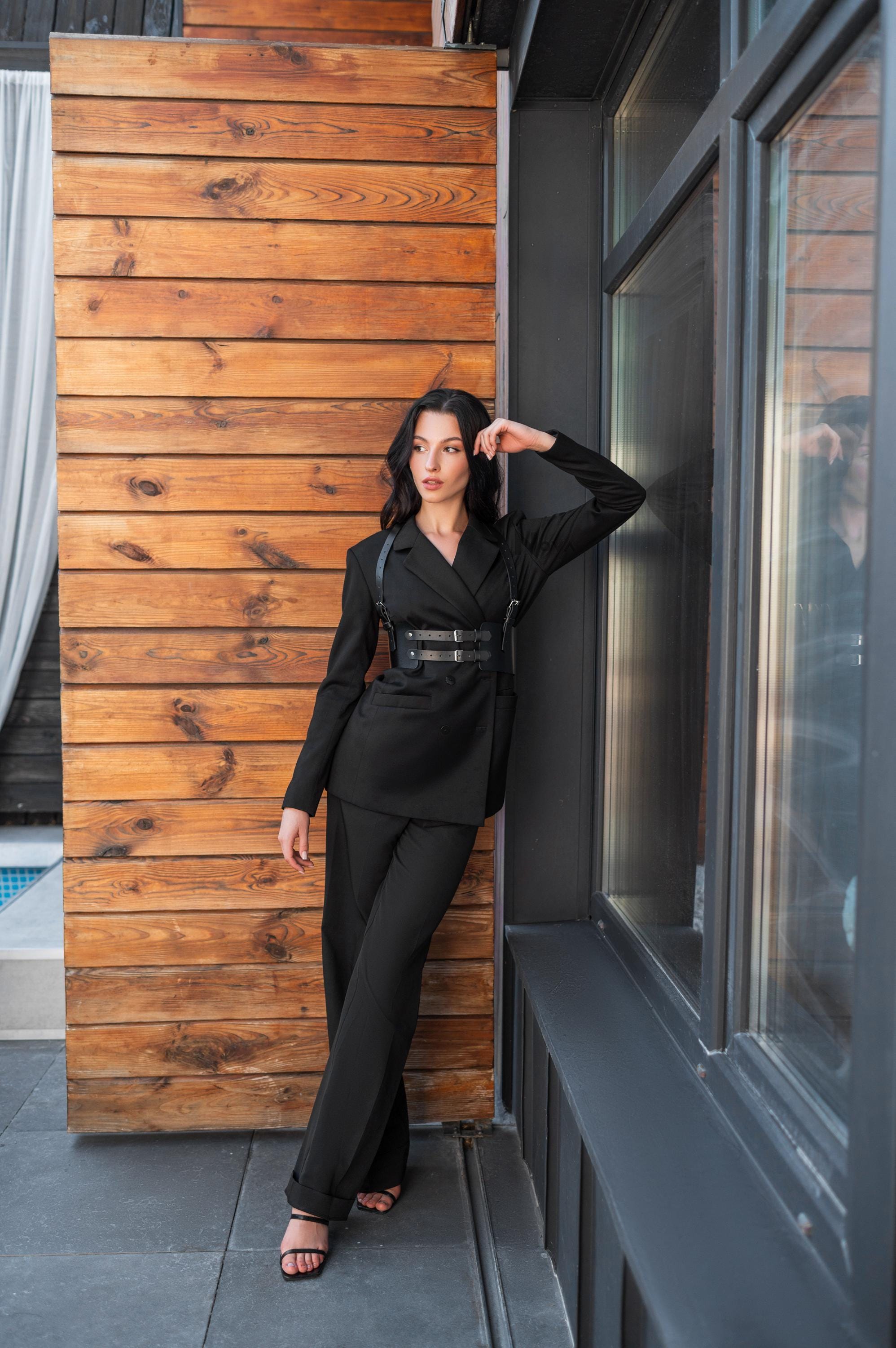 Casual Leather Double Belt Harness Waist Harness Top Body Vegan Belt Minimalistic Fashion Accessory for Woman Gift for Girlfriend