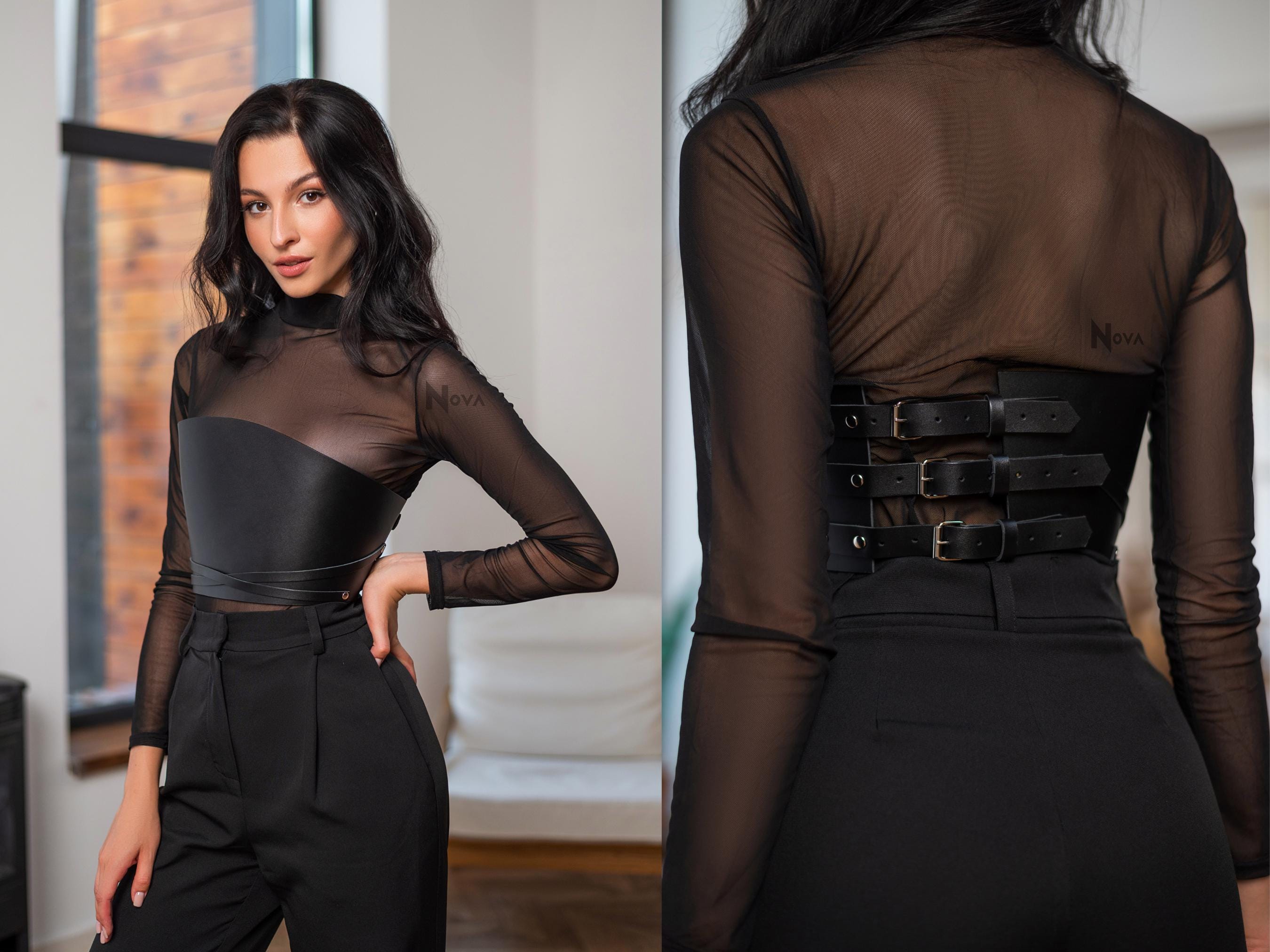 Christmas Outfit Leather Corset Belt Waist Female Top Fashion Bustier Bodice Accessory Stylish Harness Casual for Woman