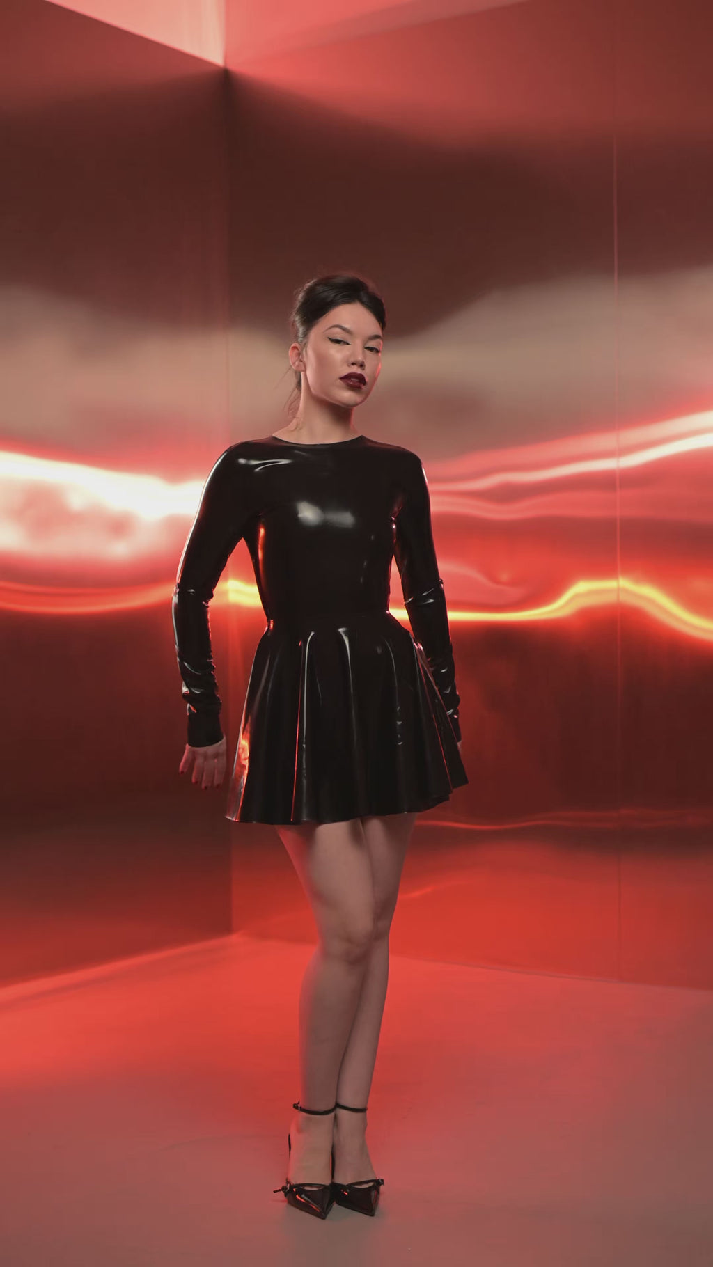 Long Sleeve Latex Mini Dress